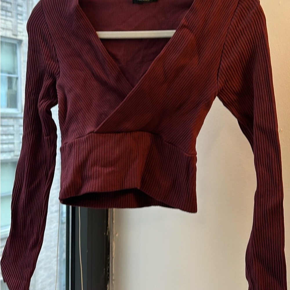 Women's Burgundy Wrap Top